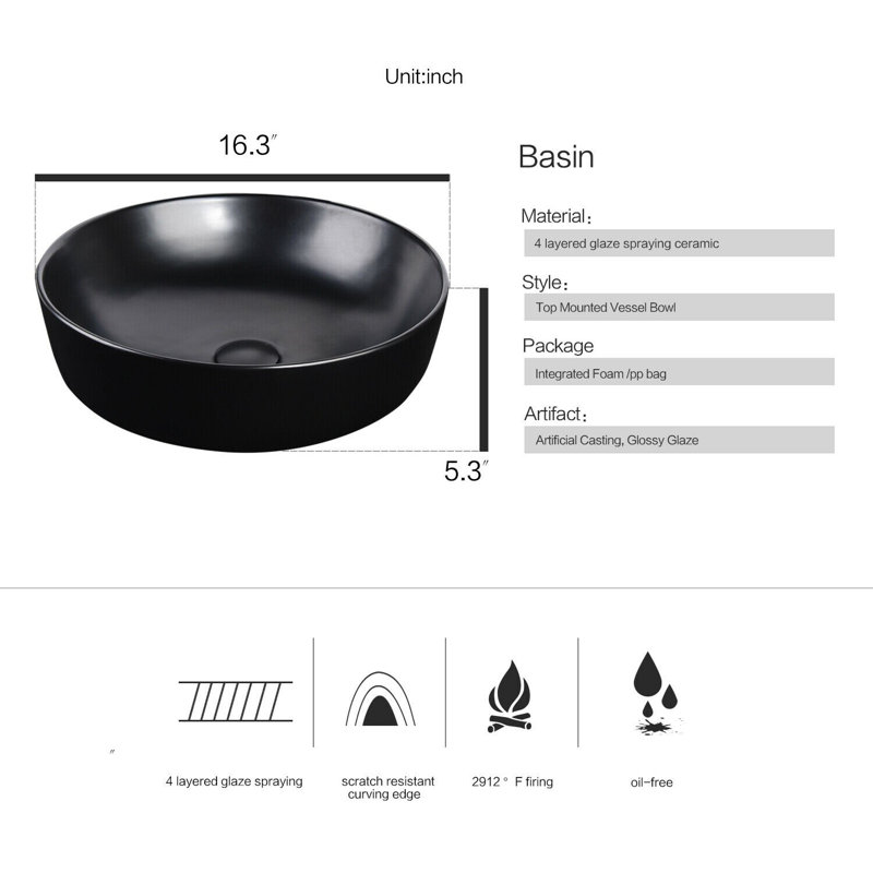 Aizo 24'' Single Bathroom Vanity with Plastic Top, Circular