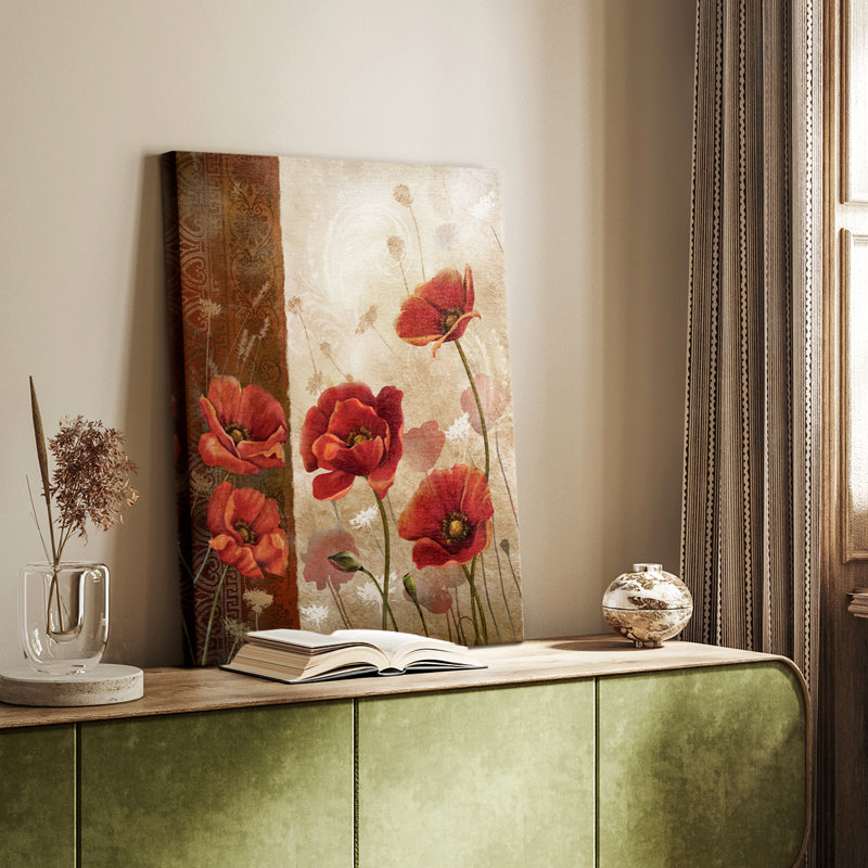 Coquelicots sauvages I - Cavas enveloppés de galerie, H 36 po x l 24 po