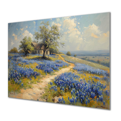 «Blue Green Summer Meadow Charm Blue Bonnets II - Blue Bonnets», art mural