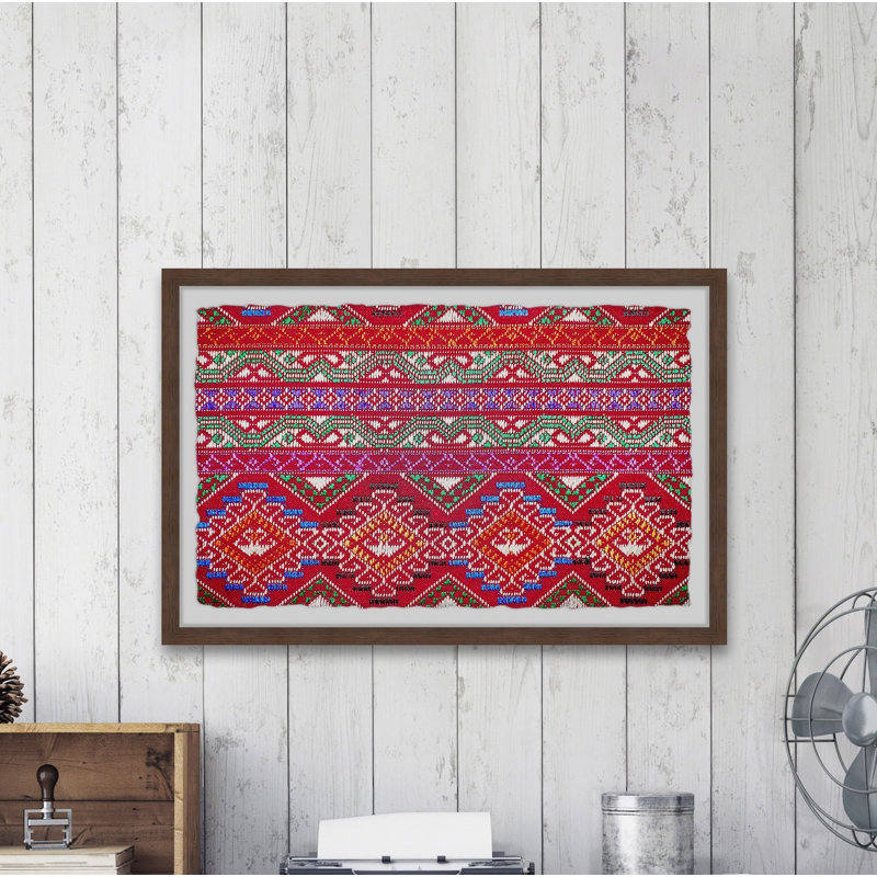 Red Printed Lines - Single Picture Frame Print, 41cm H x 61cm W x 3.81cm D