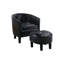 Fauteuil contemporain noir rembourré et assorti, ressort en S, sangle, quincaillerie, convient pour créer une nappe ouatée en fibres, mousse, ajoute un attrait visuel à la pièce