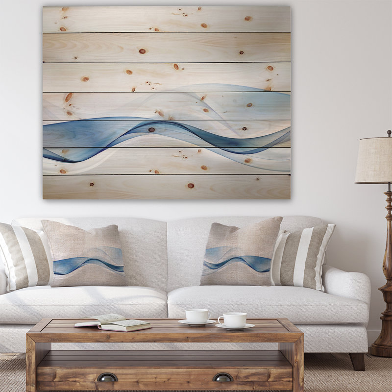 Toile abstraite murale, impression de vague d'eau 3D - Vague d'eau 3D, H 36 po x l 46 po x P 1 po, Bois