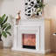 Beige Solid Wood Electric Fireplace-87337480