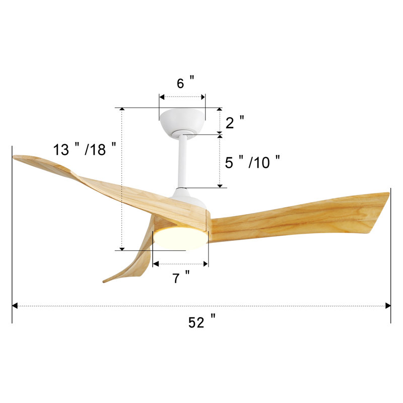 51.96'' Ceiling Fan with Light Kit, White
