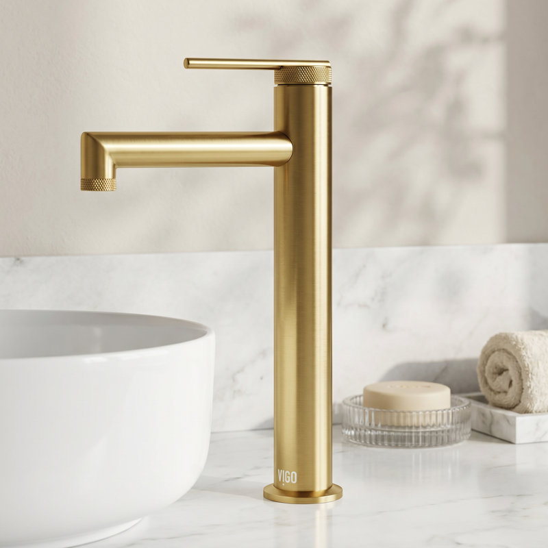 Robinet de lavabo vasque à poignée simple 11 "Sterling H, Or brossé mat