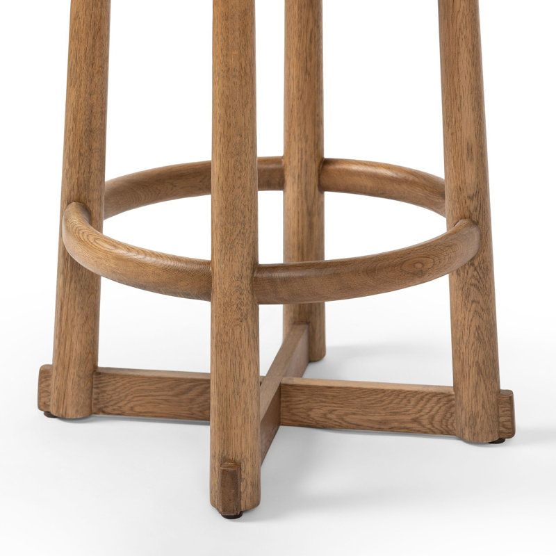 STARIA Swivel Upholstered Stool with Solid Wood Frame