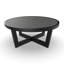 Table basse ronde d'extérieur avec structure en aluminium et plateau à lattes d'aspect bois-9475601
