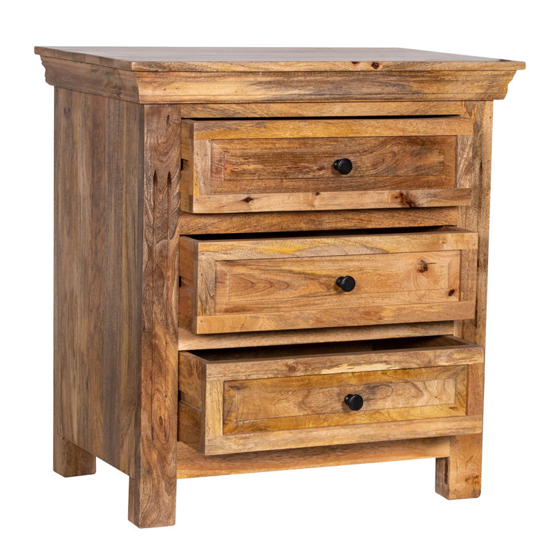Clotis 28'' W Solid Wood Nightstand, Natural