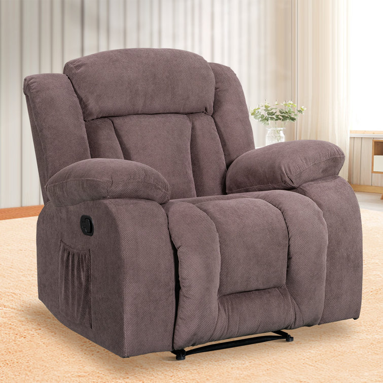 Manual Soft Chenille Fabric Reclining Chair with Heated and Massage Functions