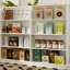 Bar maison en L 71 po avec 15 tablettes ouvertes, armoire