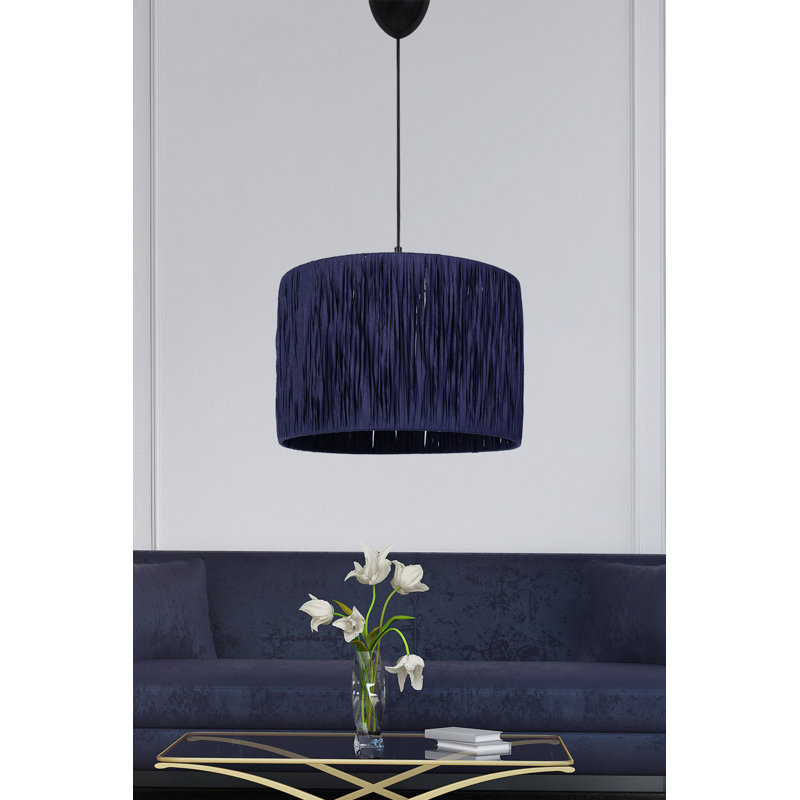 Lustre bleu marine, 7,9 po x 11,8 po | Corps en plastique avec capuchon en coton, hauteur de câble réglable jusqu'à 23,6 pouces | Douille E27, 40 W maximum | Éclairage élégant pour le salon, la salle à manger et les entrées, design moderne