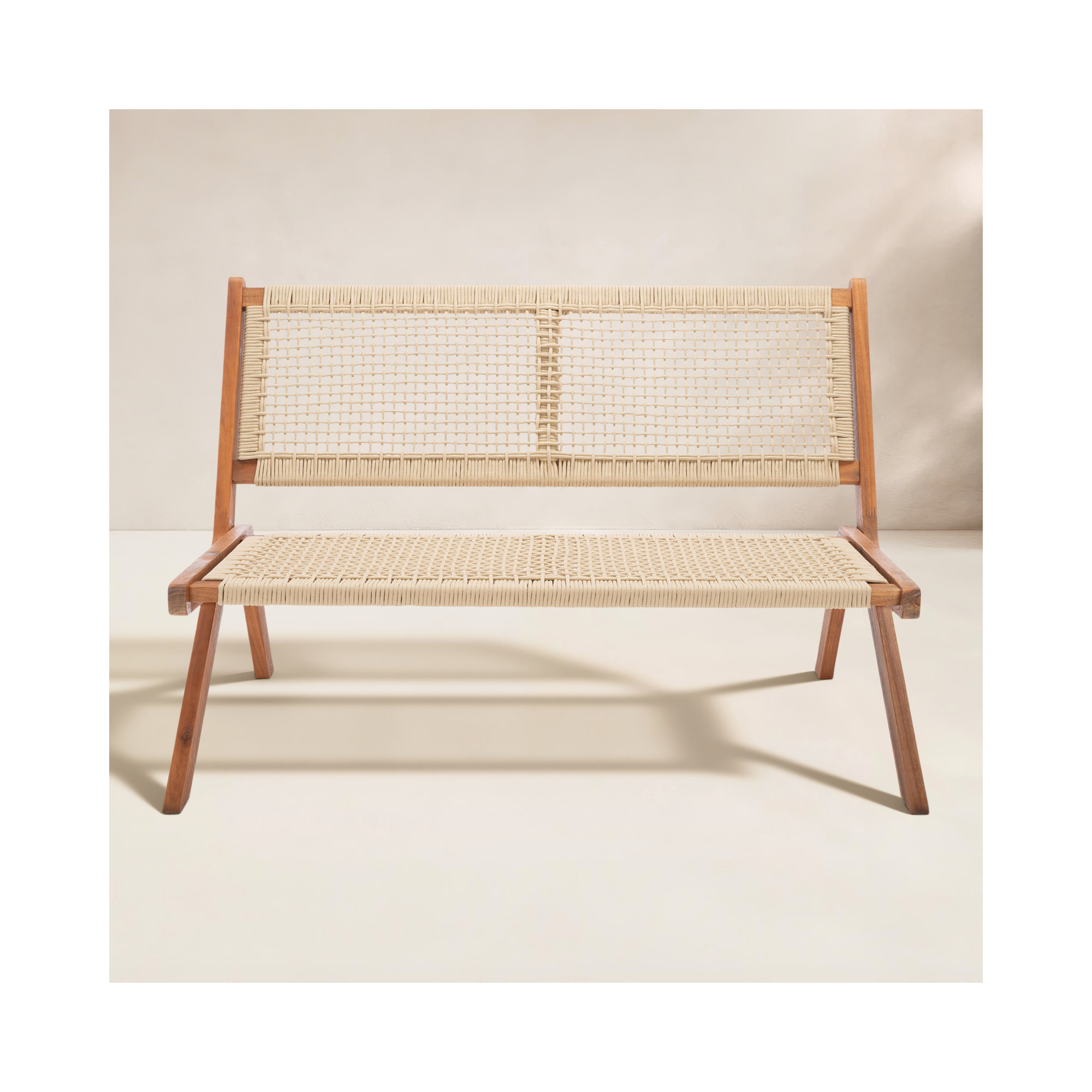 Kismet 45.47'' Folding Outdoor Bench, Natural, Brown