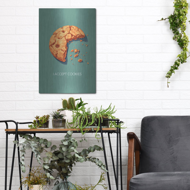 «I accept Cookies» par Andreas Magnusson, art mural en métal, H 16 po x l 12 po