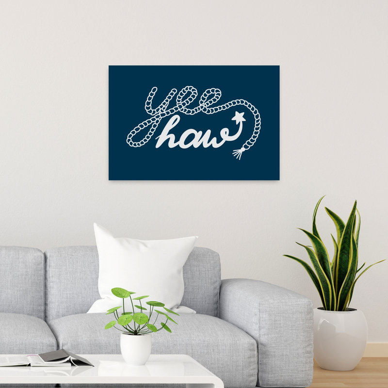 Western Yeehaw, corde, étoile, paysage rustique abstrait contemporain, art mural, H 24 po x l 36 po