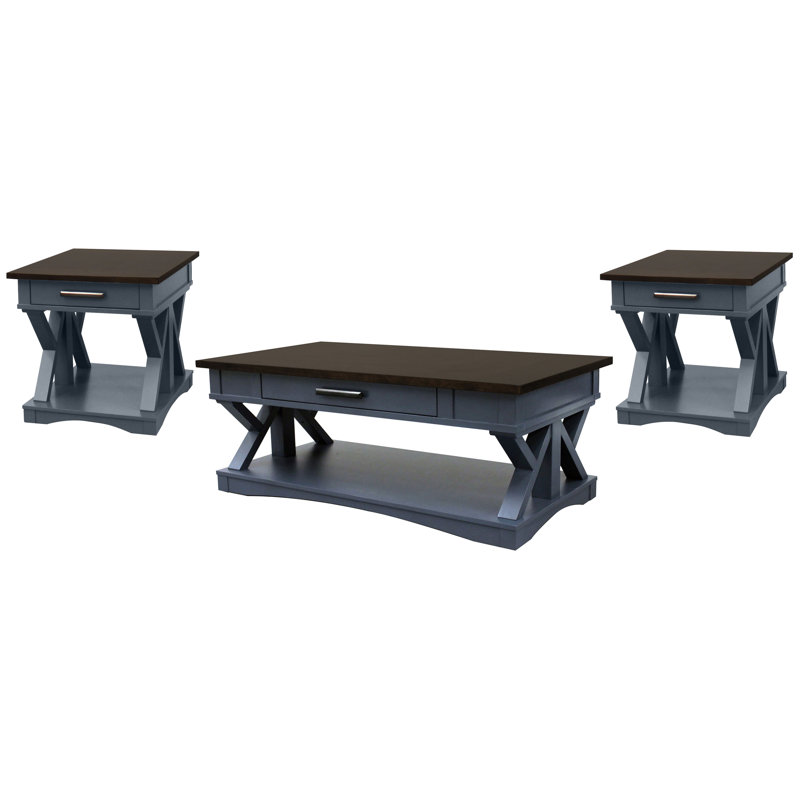 Table basse avec 2 tables de bout Bankhead, Sable, En jean