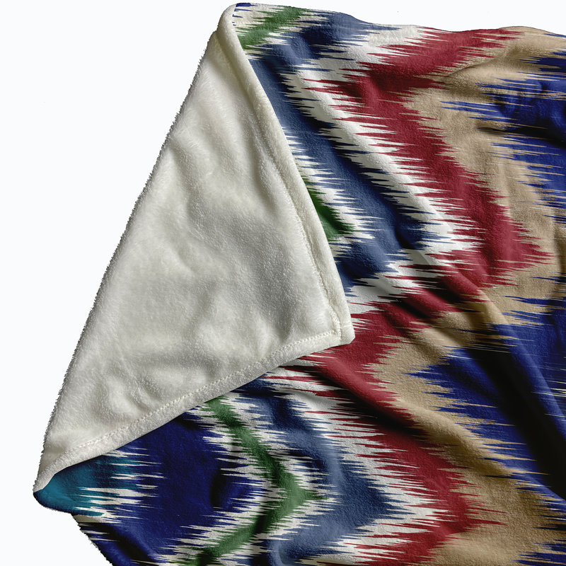 Salome Plain Weave / Muslin Throw Blanket, Navy/Green/Red