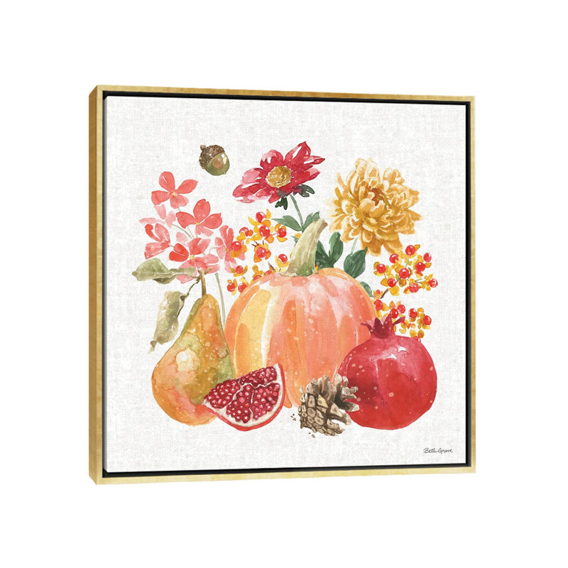 «Harvest Bouquet VI», reproduction d'art sur toile encadrée, H 37 po x l 37 po, Impression encadrée sans passe-partout, Doré