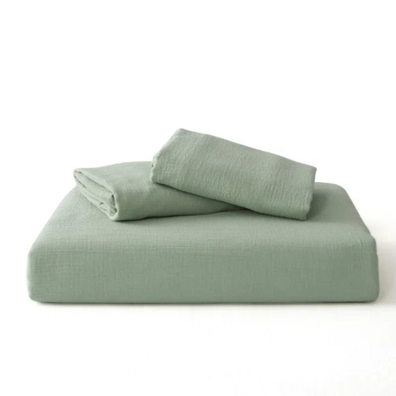 Solayne Muslin Duvet Cover Set 100% Cotton Double-Layer Linen Like Gauze Comforter Cover 3 Pieces Breathable & Lightweight For All Season