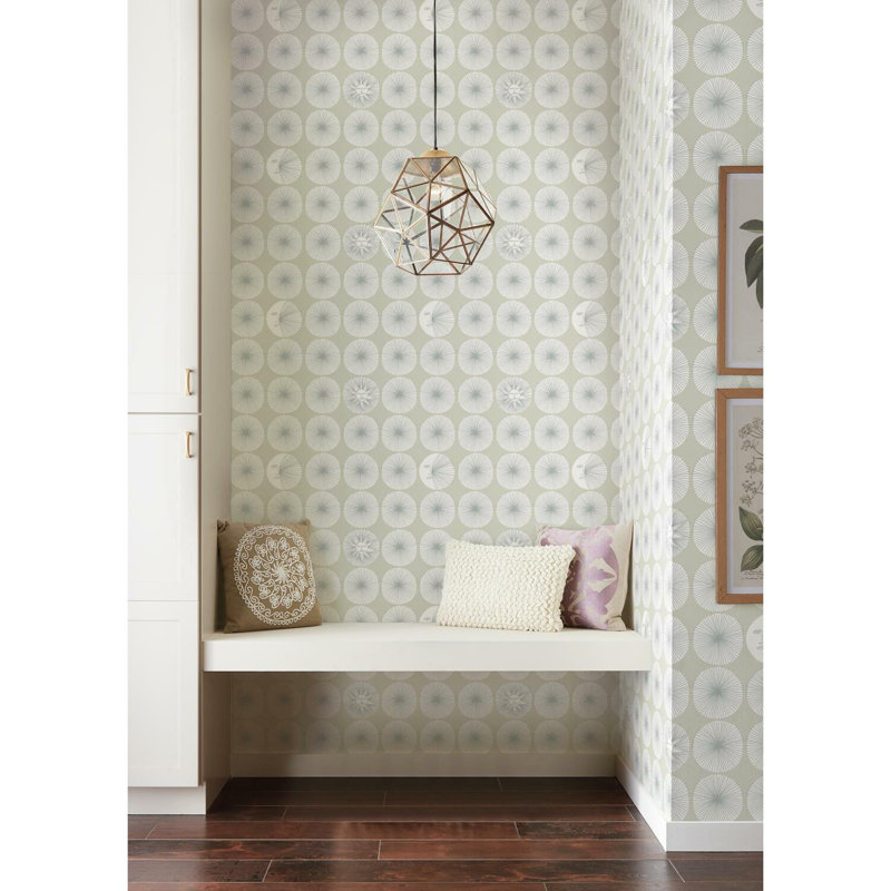 Geometric Peel & Stick Wallpaper Roll, Natural/Silver