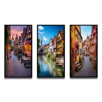 "Allemagne Rothenburg Street", 3 pièces sur toile