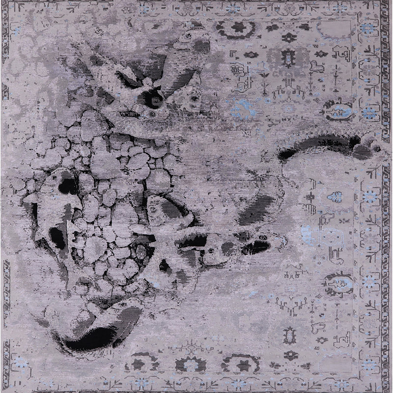 Tapis mauve / gris Hanoverton, Carré 7 pi