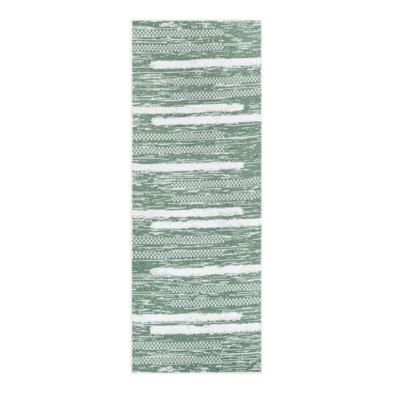 Tapis vert en coton tissé à la machine Jermeka, Rectangle 6 pi 5 po x 9 pi