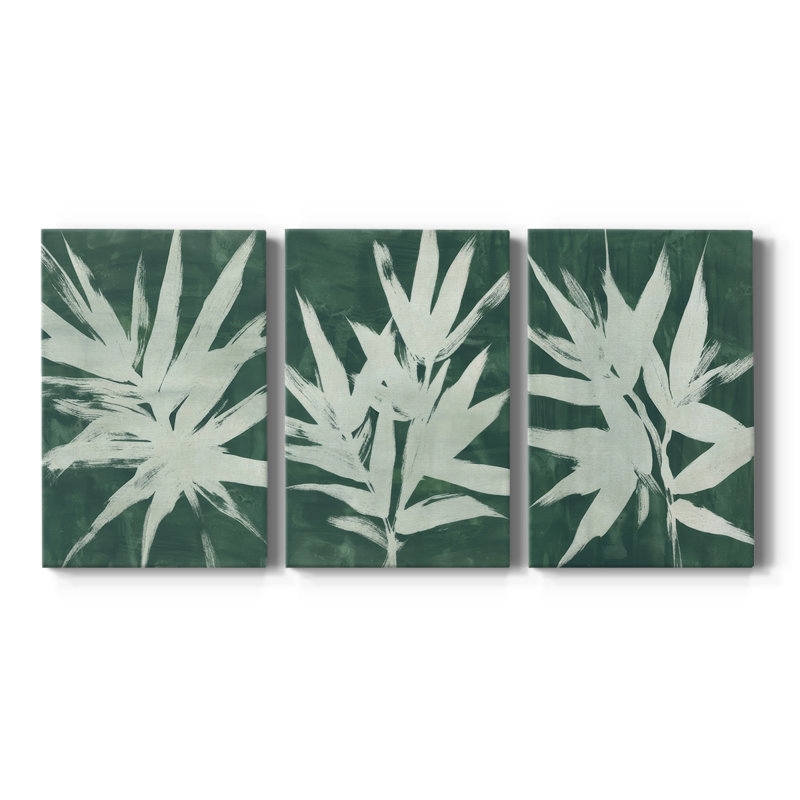 «Water Palm Fossil I», toile tendue sur mesure - 3 pièces, H 48 po x l 96 po
