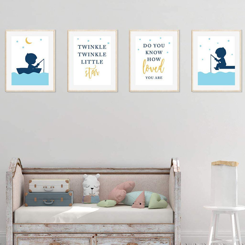 «Daisi Boy Fishing, Twinkle Twinkle Little Star, Do You Know How Lived You Are», ensemble de 4 impressions sur papier