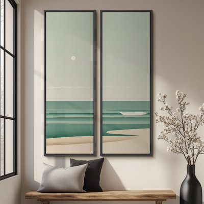 «Vintage Landscape Wall Art», ensemble de 2 toiles encadrées 20 x 60 pouces
