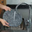 Plateau rond en marbre naturel Guein, bleu perle
