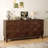 Salia 60" Mid-Century Modern Sideboard with Charging Station,Buffet Cabinet with Solid Wood Legs for Dining Room ,Walnut