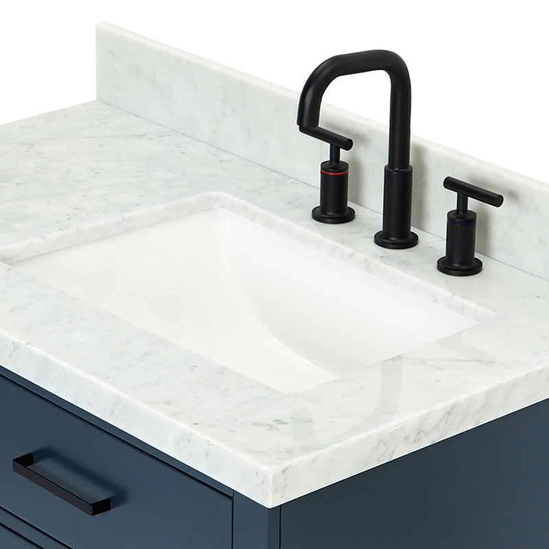 ARIEL HEPBURN 37 IN RIGHT OFFSET RECTANGULAR SINK VANITY 1,5 IN, Rectangular, Right, Midnight Blue