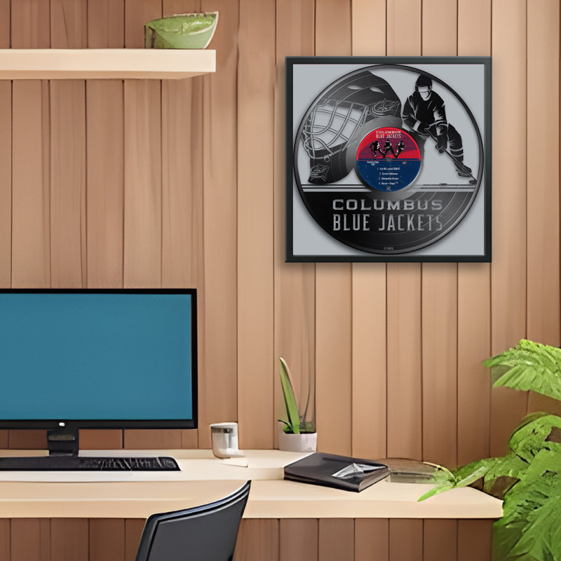 Disque vinyle des Blue Jackets de Columbus (NHL), impression encadrée 13" x 13"., NHL Columbus Blue Jackets