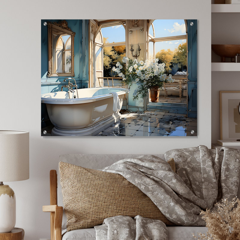 «Bathroom Bathroom Bathroom Reflections Of I», décoration murale en acrylique pour salle de bain, H 12 po x l 20 po
