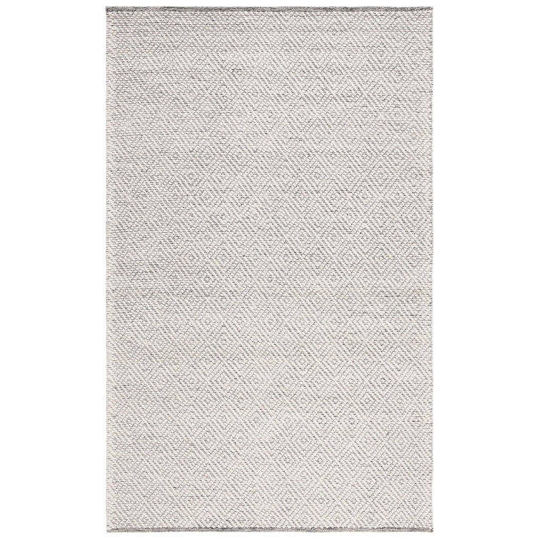 Zahid Geometric Handmade Tufted Ivory/Light Gray Area Rug