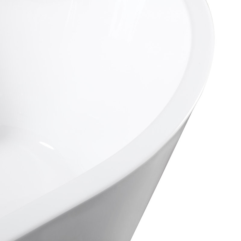 Baignoire autoportante 67 po en acrylique 67 po, blanc brillant, drain chromé Toe-tap