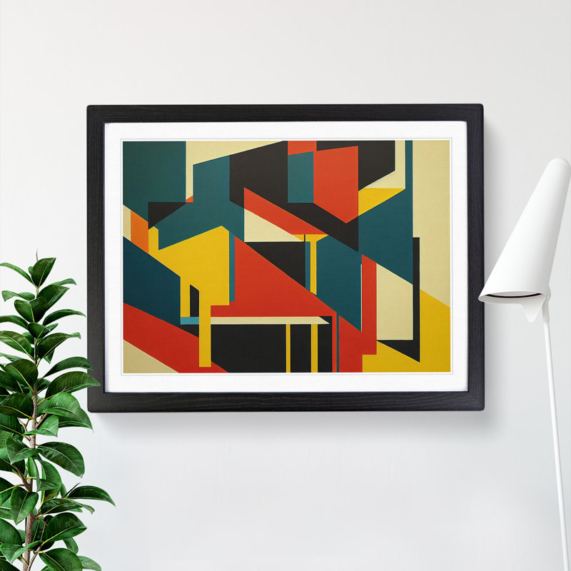 Abstract Bauhaus Art Vol.2 - Single Picture Frame Print, Black Framed, 46cm H x 64cm W x 2cm D