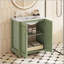 Meuble-lavabo autoportant de 30 pouces avec lavabo en céramique, tiroir caché et armoire de rangement, structure en bois massif pour salle de bain moderne-347120222
