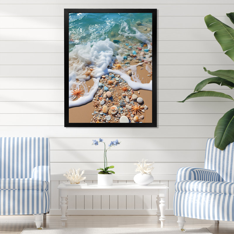 Xhuliana Turquoise Beach Seashell II, Cadre photo noir, H 32 po x l 24 po x P 1 po