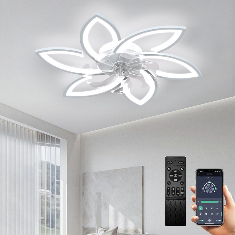Ceiling Fan with Lights,Low Profile Ceiling Fan with Lights,Modern Dimmable Ceiling Light Fan, White