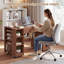 53″W Pull-Out Sewing Craft Table with Storage,Mobile Sewing Machine Desk with Drawers & Adjustable Cabinet-137891823