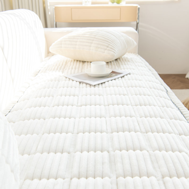 Housse pour canapé en velours côtelé doux, Velours côtelé crème, H 1,2 po x l 82,7 po x P 35,4 po