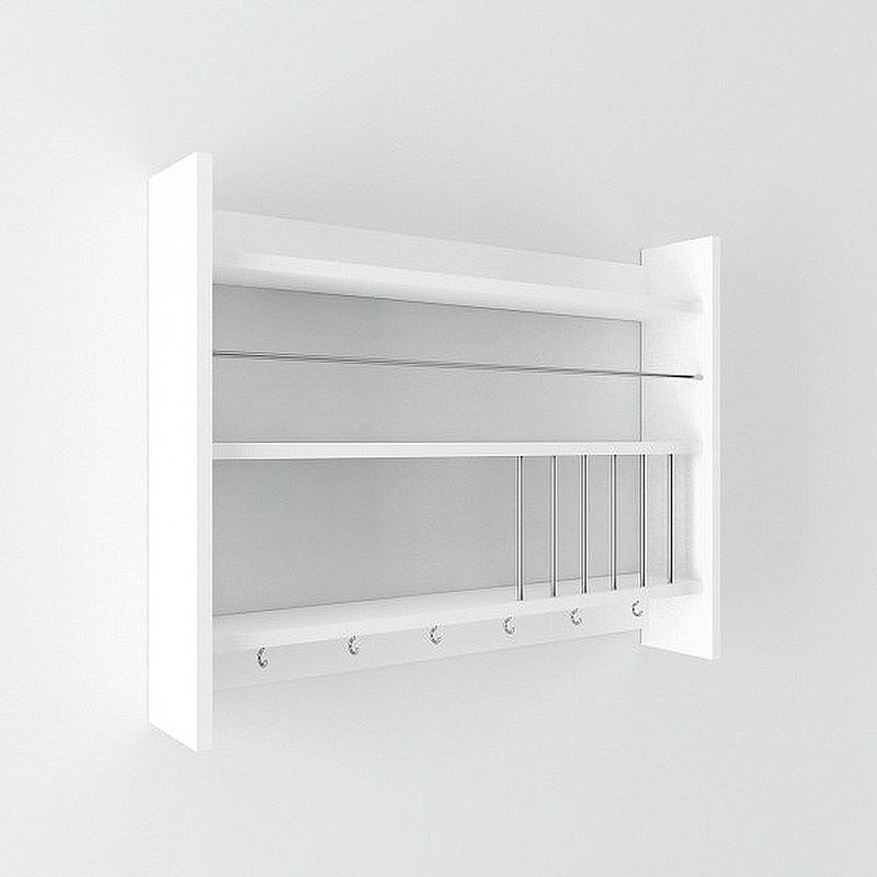 Carmeletta 3 Piece Accent Shelf with Hooks, White