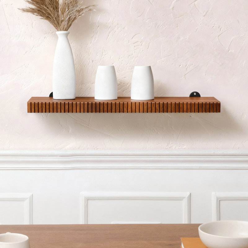 Urbana Solid Wood Wall Mounted Display Shelf, 1.5" H x 24" W x 8" D, Walnut