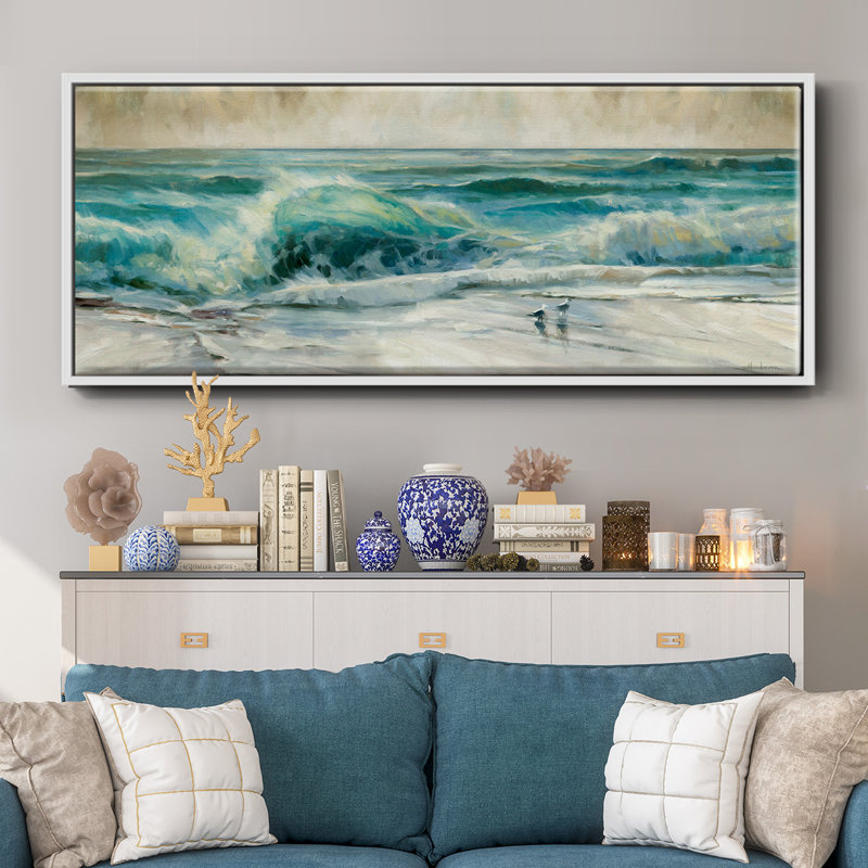 «Water Music», reproduction d'art sur toile, H 12 po x l 30 po x P 1,5 po, Blanc