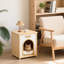Maison moderne pour animaux avec coussin confortable, table d'appoint double usage, style décontracté américain, jaune pour petits chiens, 21 tables, jaune, motif