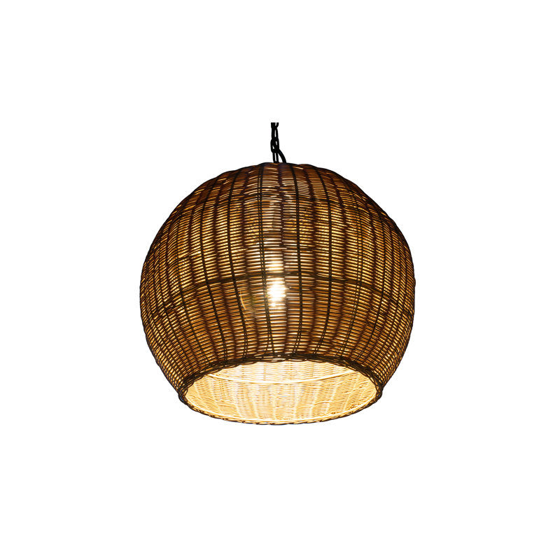  Luminaire suspendu d'extérieur à 1 ampoule, H 16 po x l 20 po x P 20 po, Noir mat/brun