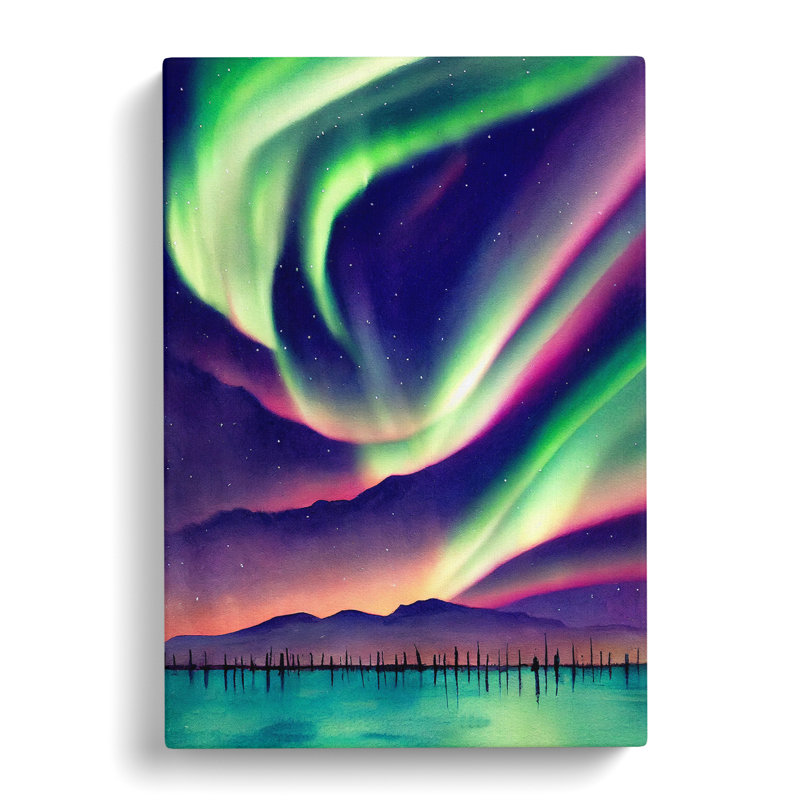 Watercolour Aurora Borealis Vol.4 - Wrapped Canvas, 60cm H x 40cm W x 3cm D