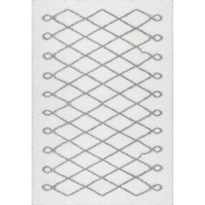 Anel Geometric White/Gray Area Rug