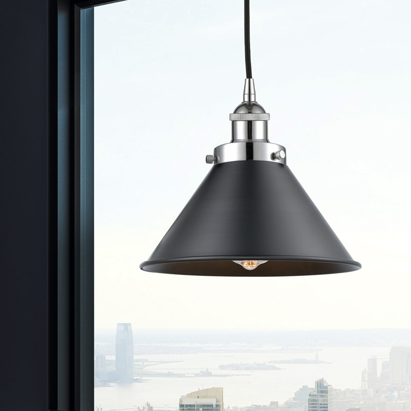 Luminaire suspendu conique à 1 lumière Robert, Chrome poli